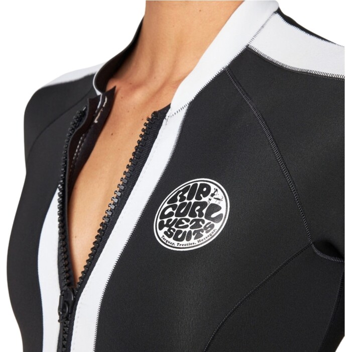 2024 Rip Curl Mujer Rip Curl X Victoria Vergara G-Bomb Front Zip 2mm Traje De Primavera Neopreno 13EWSP - Black / White